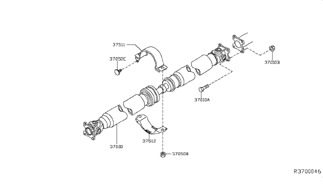 2017 Nissan Murano Propeller Shaft Assy Diagram for 37000-5AA0A