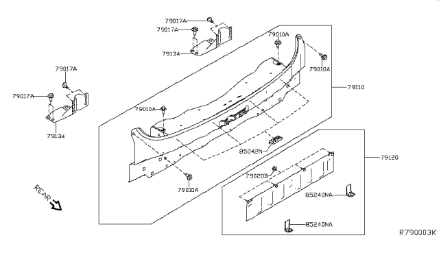 2017 Nissan Murano Rear,Back Panel & Fitting Diagram