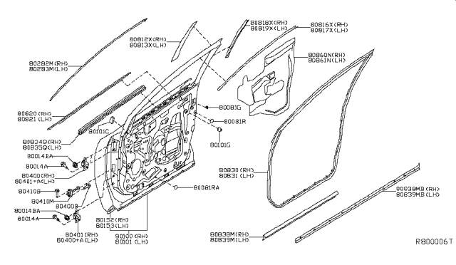 2017 Nissan Murano Front Door Panel & Fitting Diagram