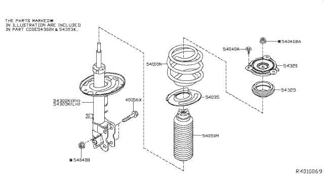 2016 Nissan Murano STRUT Kit,Front Diagram for E4302-5AF0B