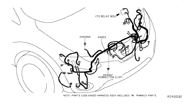 2017 Nissan Murano Harness-Sub Diagram for 24023-9UA3B