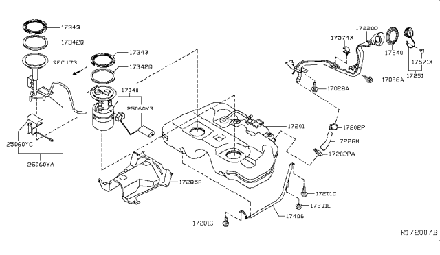 2016 Nissan Murano Fuel Pump-In Tank Diagram for 17040-5AF0A