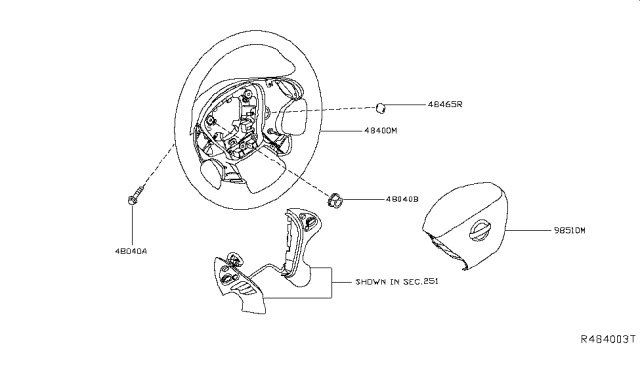 2017 Nissan Murano Steering Wheel Assembly W/O Pad Diagram for 48430-5AA6A