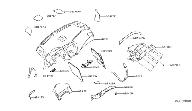 2017 Nissan Murano Cover Assy-Instrument Lower,LH Diagram for 68921-5AF0A