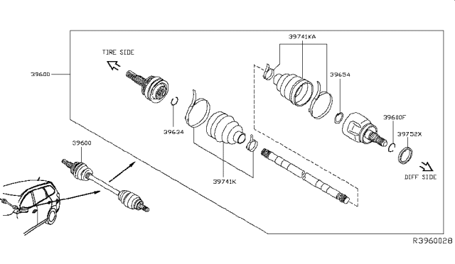 2016 Nissan Murano Rear Drive Shaft Diagram 1