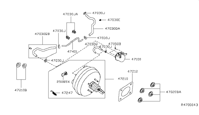 2017 Nissan Murano Hose-Brake Booster Diagram for 47471-5AF0A