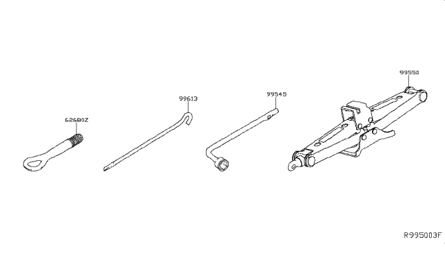 2017 Nissan Murano Jack Complete Diagram for 99550-5AA0A