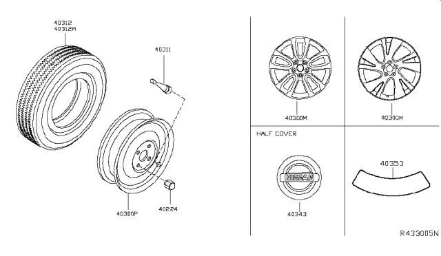 2016 Nissan Murano Road Wheel & Tire Diagram
