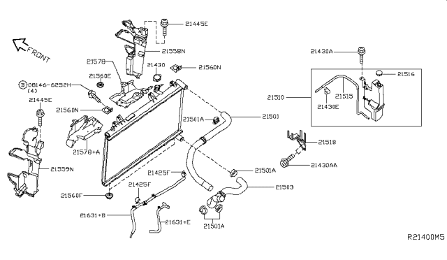 2016 Nissan Murano Radiator,Shroud & Inverter Cooling Diagram 2