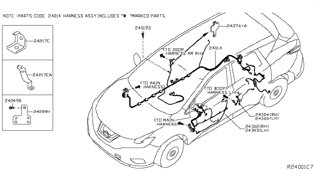 2017 Nissan Murano Harness-Body Diagram for 24014-5AF0C