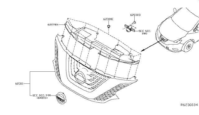 2016 Nissan Murano Front Grille Diagram