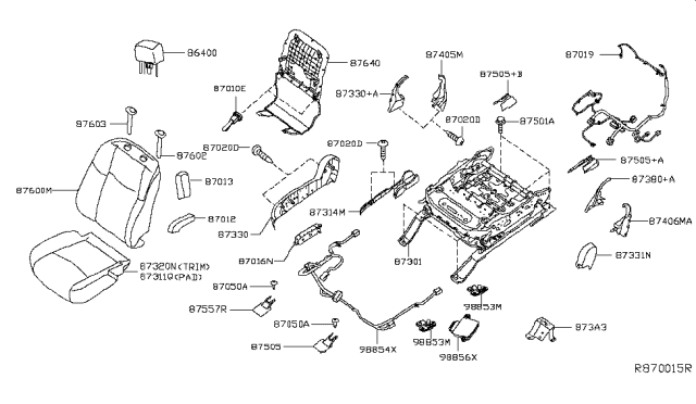 2017 Nissan Murano Back-Seat RH Diagram for 87600-9UD5B