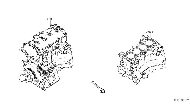 2017 Nissan Murano Bare & Short Engine Diagram