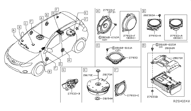 2016 Nissan Murano Speaker Unit Diagram for 28153-5AA0A
