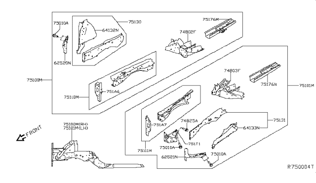 2016 Nissan Murano Member & Fitting Diagram 1