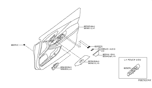 2017 Nissan Murano Front Door Trimming Diagram