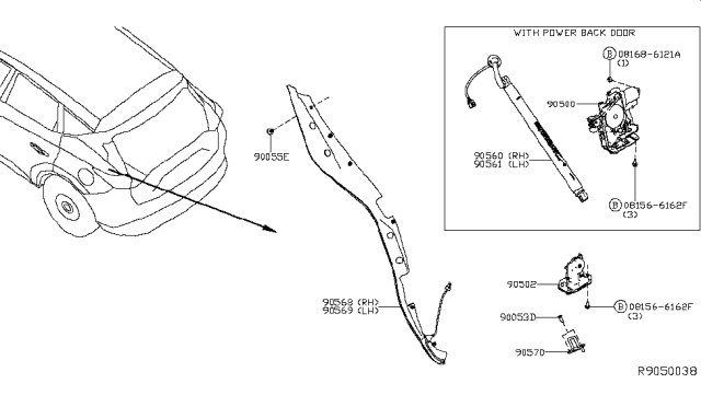 2017 Nissan Murano Sensor-Touch,Power Back LH Diagram for 90569-5AA0A