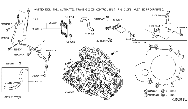 2017 Nissan Murano Hardware Unit-Transmission Control Diagram for 310F6-5AF0A