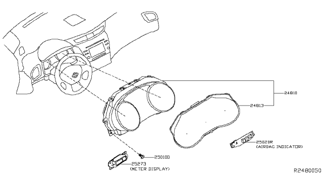 2017 Nissan Murano Speedometer Instrument Cluster Diagram for 24810-5AA1B