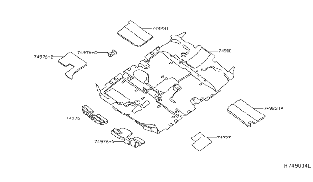 2016 Nissan Murano Spacer-Front Floor Trim Diagram for 74976-5AF0A