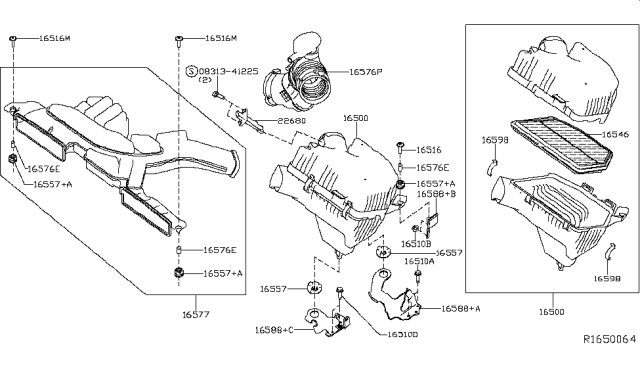 2016 Nissan Murano Bracket-RESONTOR Diagram for 16588-3KY1C