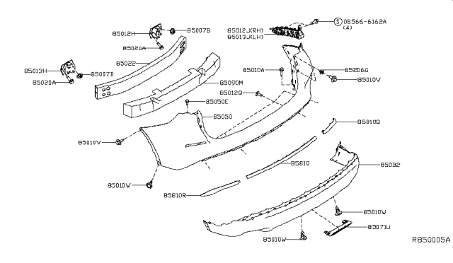 2016 Nissan Murano Rear Bumper Diagram