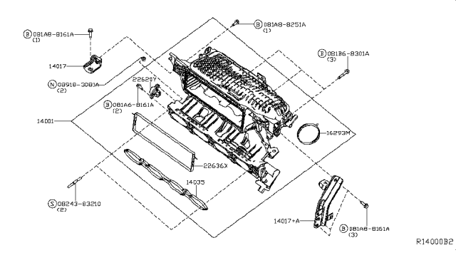 2016 Nissan Murano Manifold Assy-Intake Diagram for 14001-3KY0C