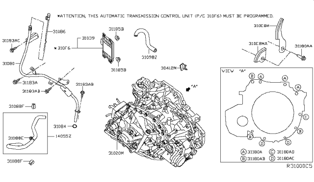 2017 Nissan Murano Auto Transmission,Transaxle & Fitting Diagram 1