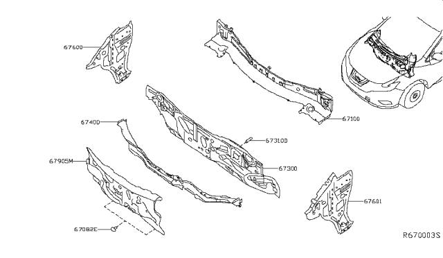 2016 Nissan Murano INSULATOR-Dash,Lower Front Diagram for 67810-5AA0A