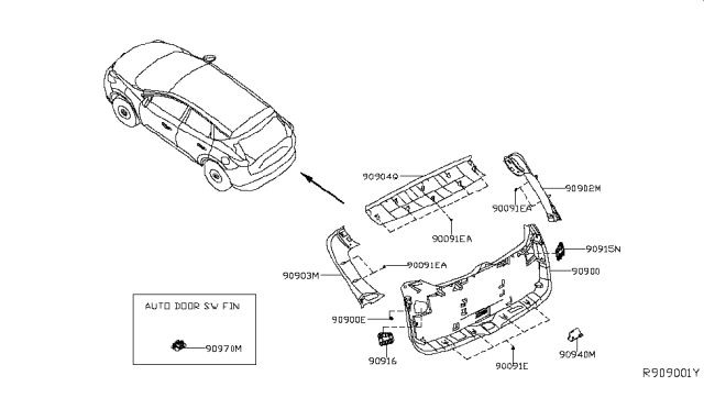 2016 Nissan Murano Cover-Back Door FINISHER RH Diagram for 90915-5AA1B