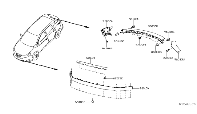 2016 Nissan Murano Air Spoiler Assy-Rear Diagram for 96030-5AA0A