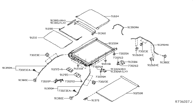 2016 Nissan Murano Sun Roof Parts Diagram 1