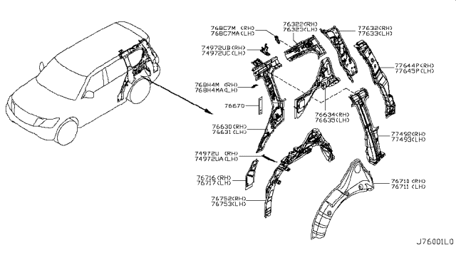 2018 Nissan Armada Pillar Re Inner L Diagram for 76631-1LA0A
