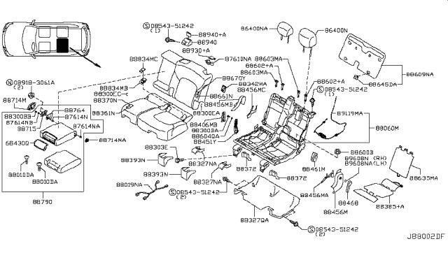 2018 Nissan Armada Rear Seat Diagram 3