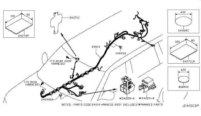 2019 Nissan Armada Harness-Body Diagram for 24014-6GY0A