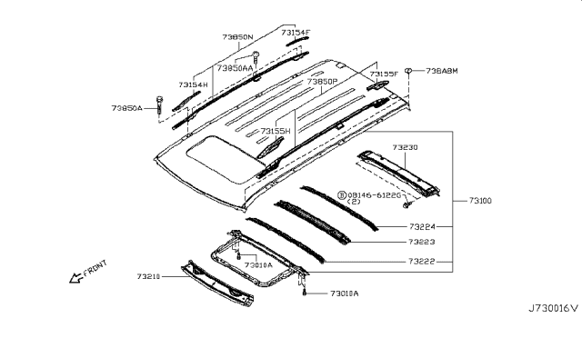 2019 Nissan Armada Roof Panel & Fitting Diagram 2