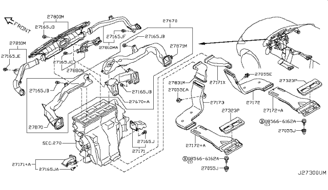 2018 Nissan Armada Duct-Side Ventilator Diagram for 27871-1LA0A