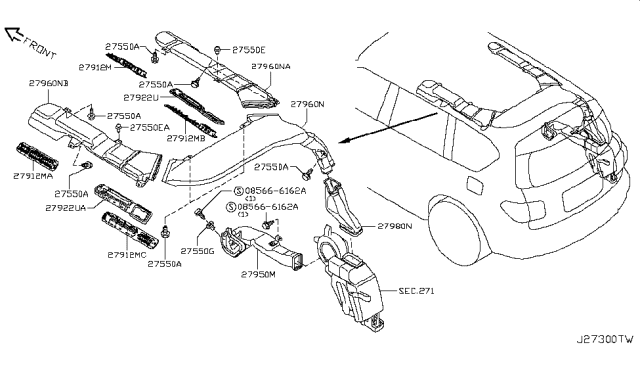 Grille Assembly-Rear Cooler Diagram for 27943-5ZT1A