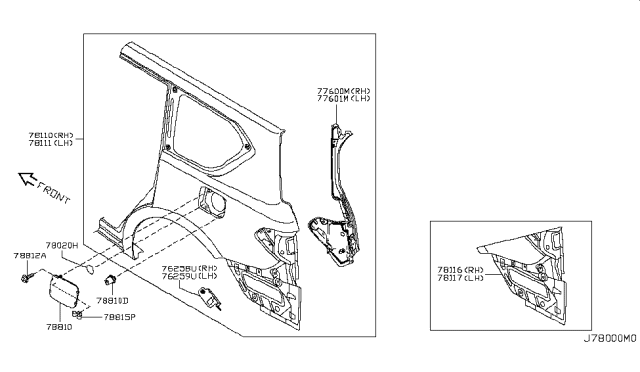 2019 Nissan Armada Pillar Assy-Back,LH Diagram for 77601-1LB0A