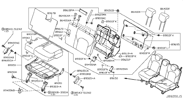 2019 Nissan Armada Trim Assembly-Cushion,3RD Seat LH Diagram for 89370-5ZW2E