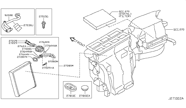 2018 Nissan Armada Seal Cooling Unit Diagram for 27287-1LA0A
