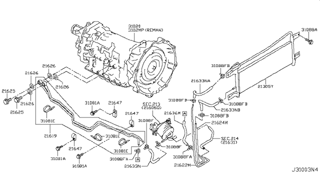 2019 Nissan Armada Reman Automatic Transmission Assembly Diagram for 3102M-X054ARE