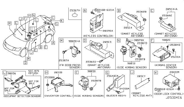 2019 Nissan Armada Controller Assy-Keyless Diagram for 28595-1LK0A