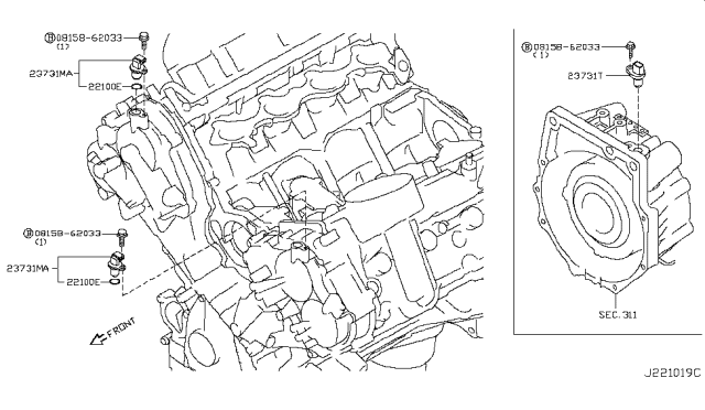 2019 Nissan Armada Distributor & Ignition Timing Sensor Diagram