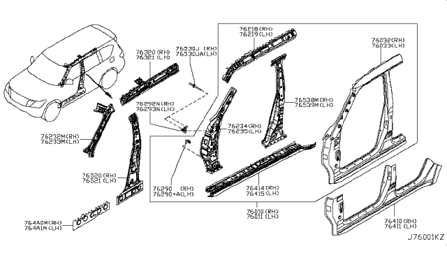 2019 Nissan Armada Pillar-Front Inner Upper RH Diagram for 76230-1LA0A