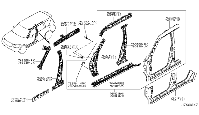 2019 Nissan Armada Brace-Front Pillar LH Diagram for 76261-1LA0A