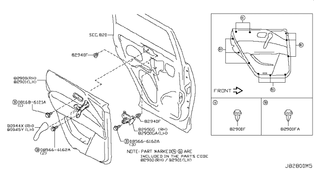 2019 Nissan Armada Cap-Assist Grip,Rear Door RH Diagram for 82944-3ZD0C