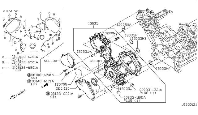 2018 Nissan Armada Front Cover,Vacuum Pump & Fitting Diagram