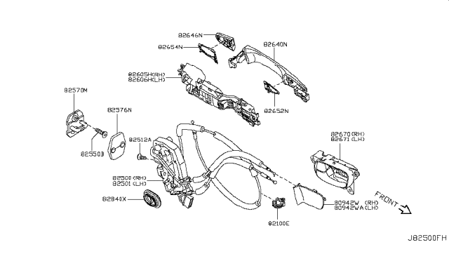 2018 Nissan Armada Rear Door Lock & Handle Diagram