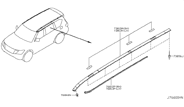 2019 Nissan Armada Body Side Molding Diagram